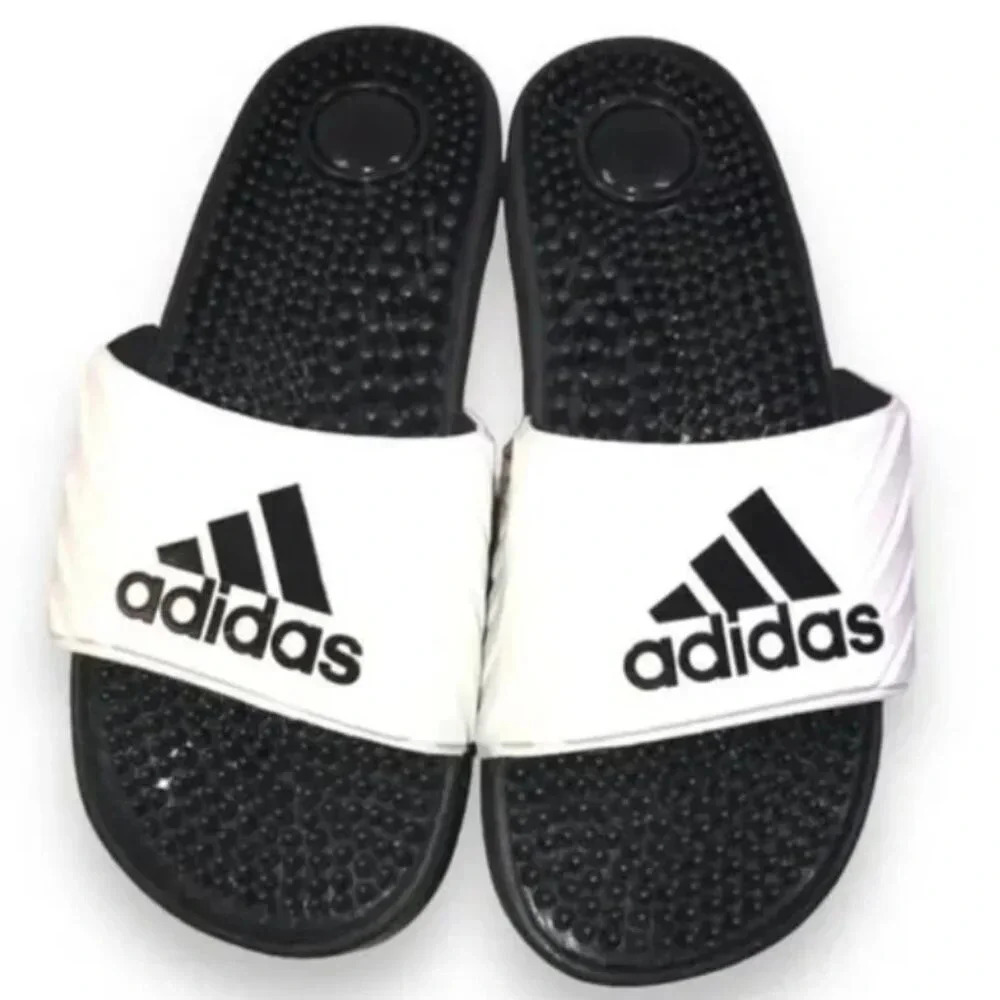 Adidas * - Unisex Adissage Slides / White & Black / Women’s Size- 7.5